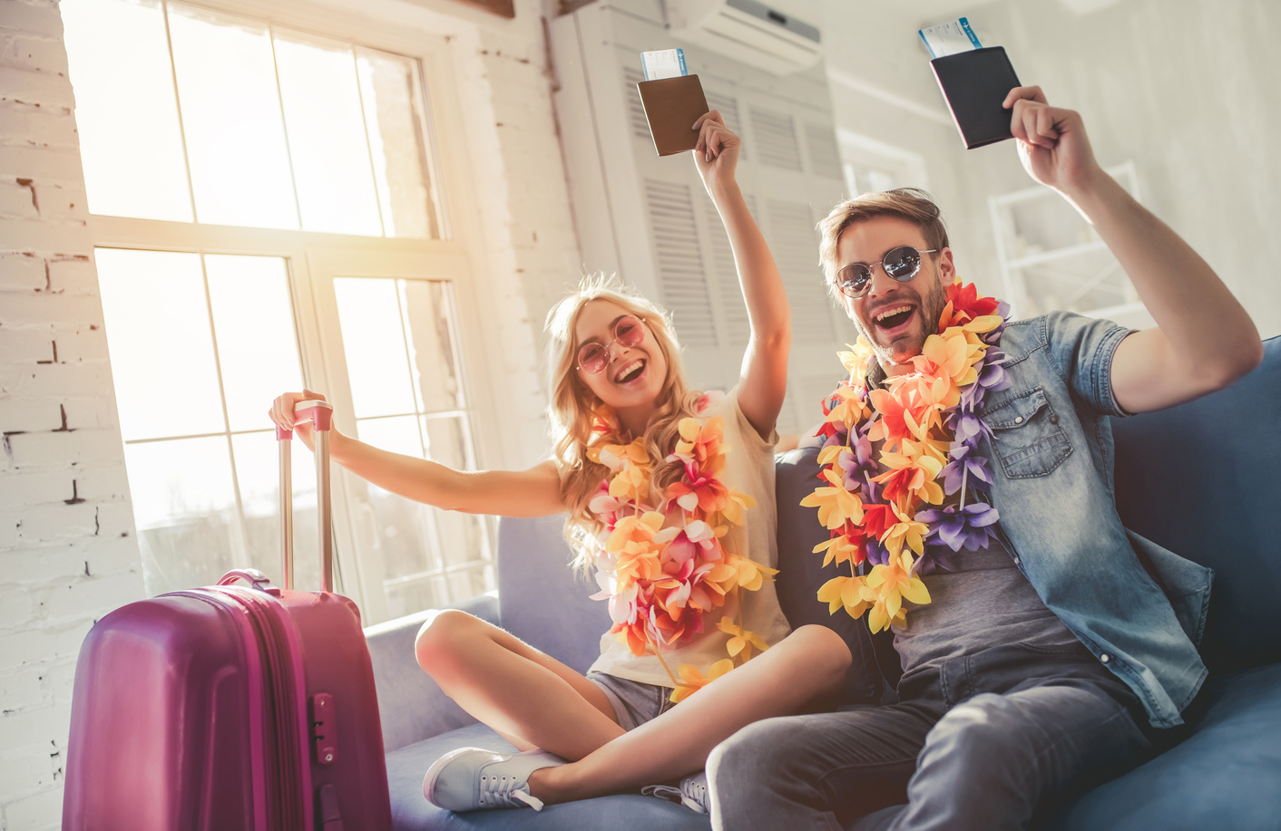 Couple preparing for travel