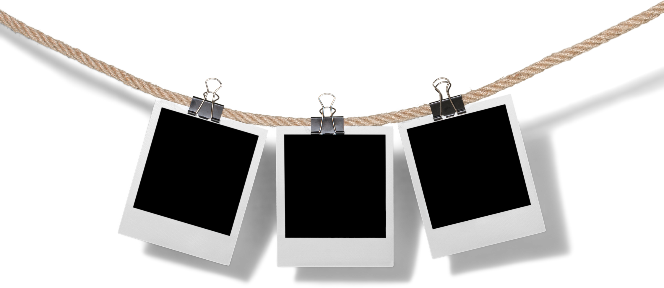 Blank Polaroids Hanging from a Rope